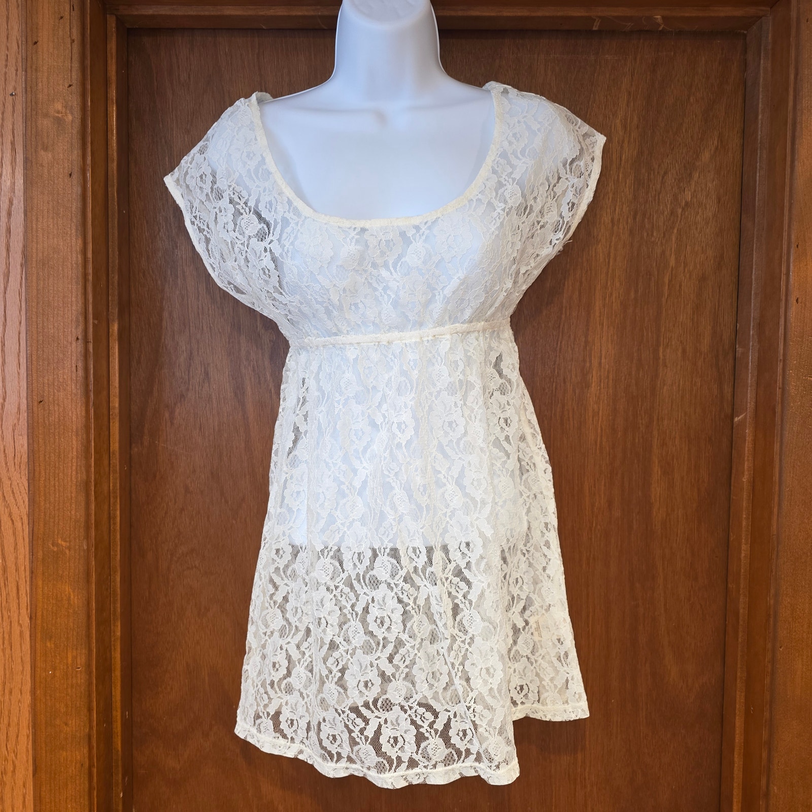 Euc Free People Off White Baby Doll Lace Crochet Tunic Top Sz Xs